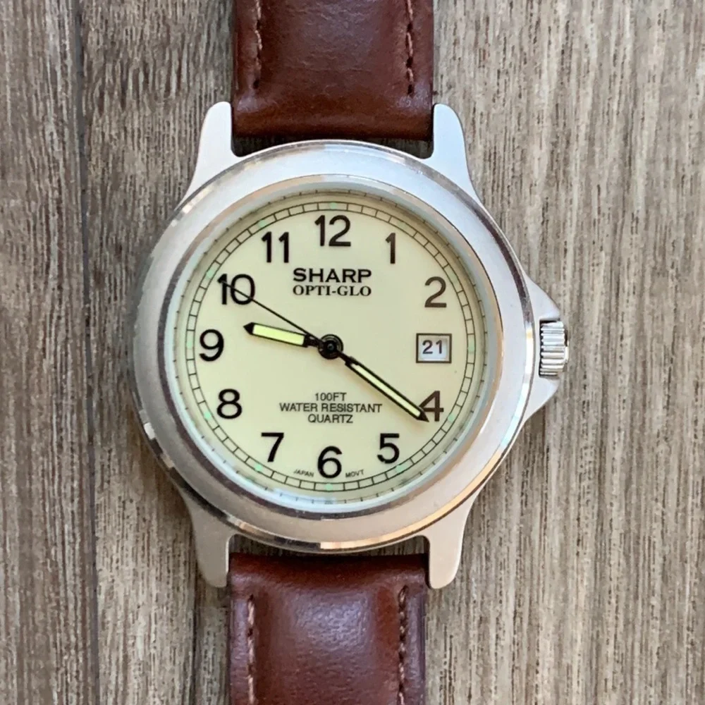 Vintage Sharp Watch Opti-Glo Glow In the Dark Hands Wrist Watch SHP201